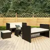 Image de vidaXL Salon de jardin 5 pcs avec coussins Résine tressée Noir
