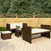 Image de vidaXL Salon de jardin 5 pcs avec coussins Résine tressée Marron