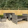 Image de vidaXL Salon de jardin 5 pcs avec coussins résine tressée gris