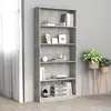 Image de vidaXL Bibliothèque à 5 niveaux Gris béton 80x24x175cm Bois ingénierie