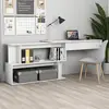 Image de vidaXL Bureau d'angle Blanc brillant 200x50x76 cm Bois d’ingénierie