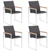 Image de vidaXL Chaises de jardin lot de 4 Textilène et acier inoxydable Gris