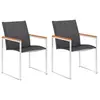 Image de vidaXL Chaises de jardin lot de 2 Textilène et acier inoxydable Gris