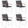 Image de vidaXL Chaises de jardin lot de 4 Textilène et acier inoxydable Gris