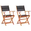 Image de vidaXL Chaises pliables de jardin lot de 2 Noir Eucalyptus textilène