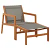 Image de vidaXL Chaise de jardin et repose-pied Gris Eucalyptus et textilène