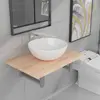 Image de vidaXL Meuble de salle de bain en deux pièces Céramique Chêne