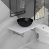 Image de vidaXL Meuble de salle de bain en deux pièces Céramique Blanc