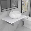 Image de vidaXL Meuble de salle de bain en deux pièces Céramique Blanc