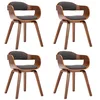 Image de vidaXL Chaises à manger lot de 4 gris foncé tissu et bois courbé