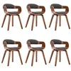 Image de vidaXL Chaises à manger lot de 6 gris foncé tissu et bois courbé