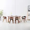 Image de vidaXL Chaises à manger lot de 6 gris foncé tissu et bois courbé