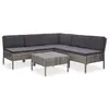 Image de vidaXL Salon de jardin 6 pcs avec coussins résine tressée gris