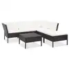 Image de vidaXL Salon de jardin 6 pcs avec coussins Résine tressée Noir