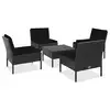 Image de vidaXL Salon de jardin 5 pcs avec coussins résine tressée noir