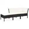 Image de vidaXL Salon de jardin 3 pcs avec coussins Résine tressée Noir