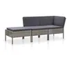 Image de vidaXL Salon de jardin 3 pcs avec coussins Résine tressée Gris