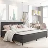 Image de vidaXL Tête de lit Gris foncé Tissu 200x200 cm