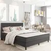 Image de vidaXL Tête de lit touffetée Gris foncé Tissu 180x200 cm