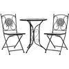 Image de vidaXL Mobilier de bistro 3 pcs mosaïque Carreaux céramiques Gris