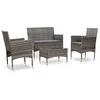 Image de Salon de jardin 4 pcs avec coussins Résine tressée Gris