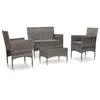 Image de vidaXL Salon de jardin 4 pcs avec coussins résine tressée gris