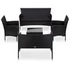 Image de vidaXL Salon de jardin 5 pcs avec coussins résine tressée noir