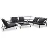 Image de vidaXL Salon de jardin 5 pcs avec coussins Aluminium Gris foncé