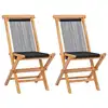 Image de vidaXL Chaises pliables de jardin lot de 2 Bois teck solide et corde