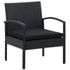 Image de Chaise de jardin avec coussin Résine tressée Noir