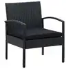 Image de vidaXL Chaise de jardin avec coussin Résine tressée Noir