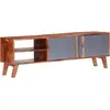 Image de vidaXL Meuble TV gris 140x30x45 cm bois solide