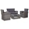 Image de vidaXL Salon de jardin 4 pcs avec coussins résine tressée gris