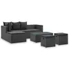 Image de vidaXL Salon de jardin 4 pcs Noir avec coussins Résine tressée