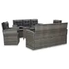 Image de vidaXL Ensemble à manger d'extérieur 5pcs coussins Résine tressée Gris
