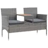 Image de vidaXL Banc de jardin 2 places et table à thé 143 cm poly rotin gris