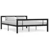 Image de vidaXL Cadre de lit sans matelas noir et blanc métal 140x200 cm