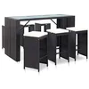 Image de vidaXL Meuble de Bar de Jardin 7 pcs et Coussins Résine tressée Noir