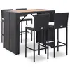 Image de vidaXL Ensemble de bar 5 pcs Résine tressée et bois d'acacia Noir