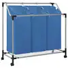 Image de vidaXL Trieuse à linge avec 3 sacs Bleu Acier