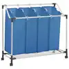 Image de vidaXL Trieuse à linge avec 4 sacs Bleu Acier
