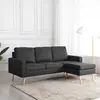 Image de vidaXL Canapé à 3 places avec repose-pied Gris foncé Tissu
