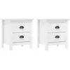 Image de vidaXL Tables de chevet Hill 2 pcs Blanc 46x35x49,5 cm Bois pin solide
