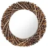 Image de vidaXL Miroir mural 60 cm Teck Rond