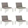 Image de vidaXL Chaises de salon de jardin et coussins lot de 4 Plastique Blanc