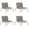Image de vidaXL Chaises de salon de jardin et coussins lot de 4 Plastique Blanc
