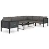 Image de vidaXL Salon de jardin 8 pcs avec coussins Résine tressée Anthracite