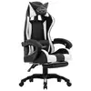 Image de vidaXL Fauteuil de jeux vidéo et repose-pied Blanc et noir Similicuir