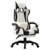 Image de vidaXL Fauteuil de jeux vidéo et repose-pied Noir et blanc Similicuir