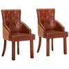 Image de vidaXL Chaises à manger lot de 2 marron cuir de chèvre véritable